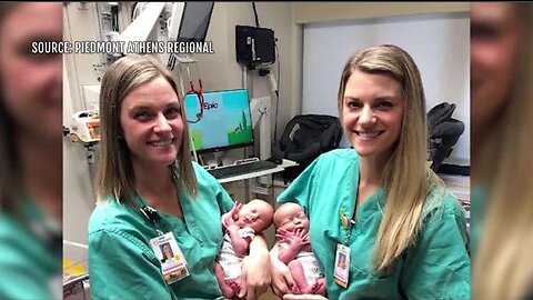 Twin babies welcomed by twin nurses