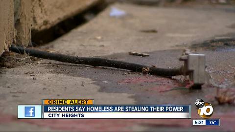 Woman says homeless are stealing power from her apartment complex