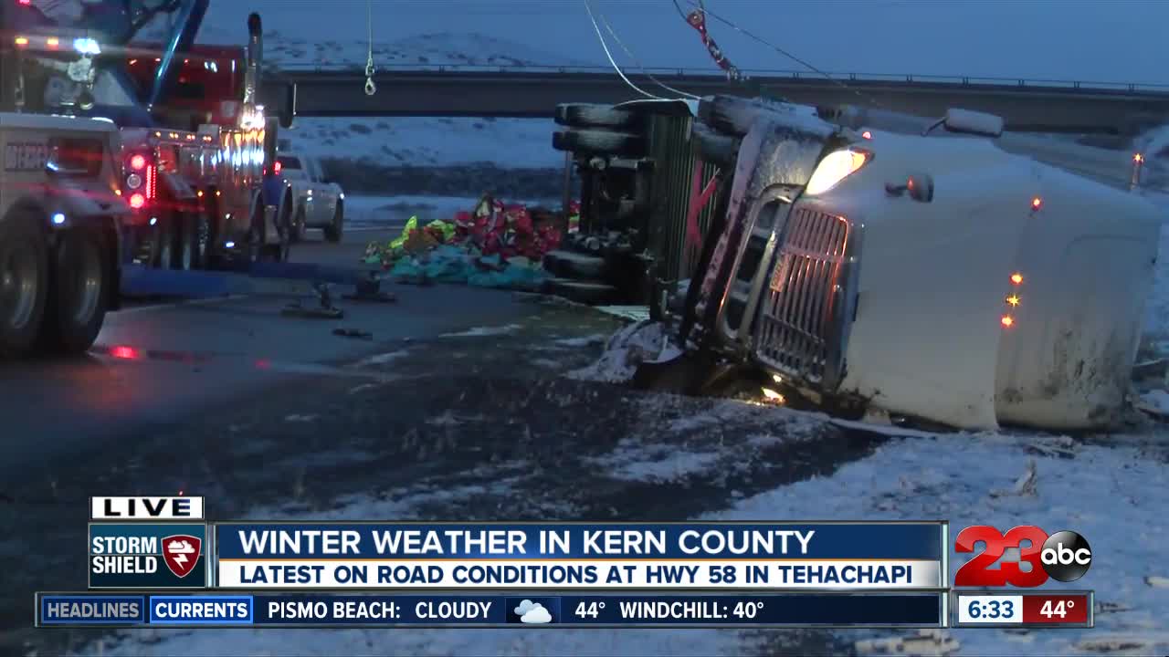 Truck rollsover on EB 58 near Tehachapi airport