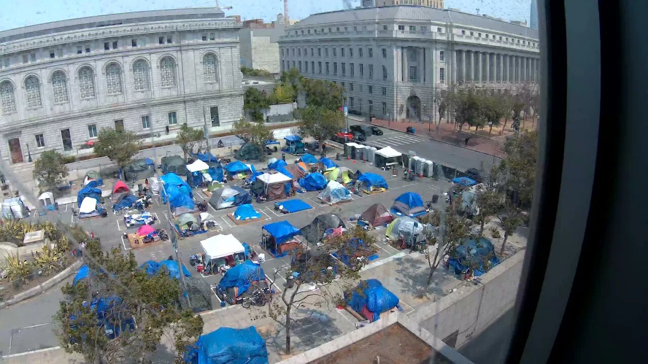 A City sanctioned homeless tent settlement in San Francisco