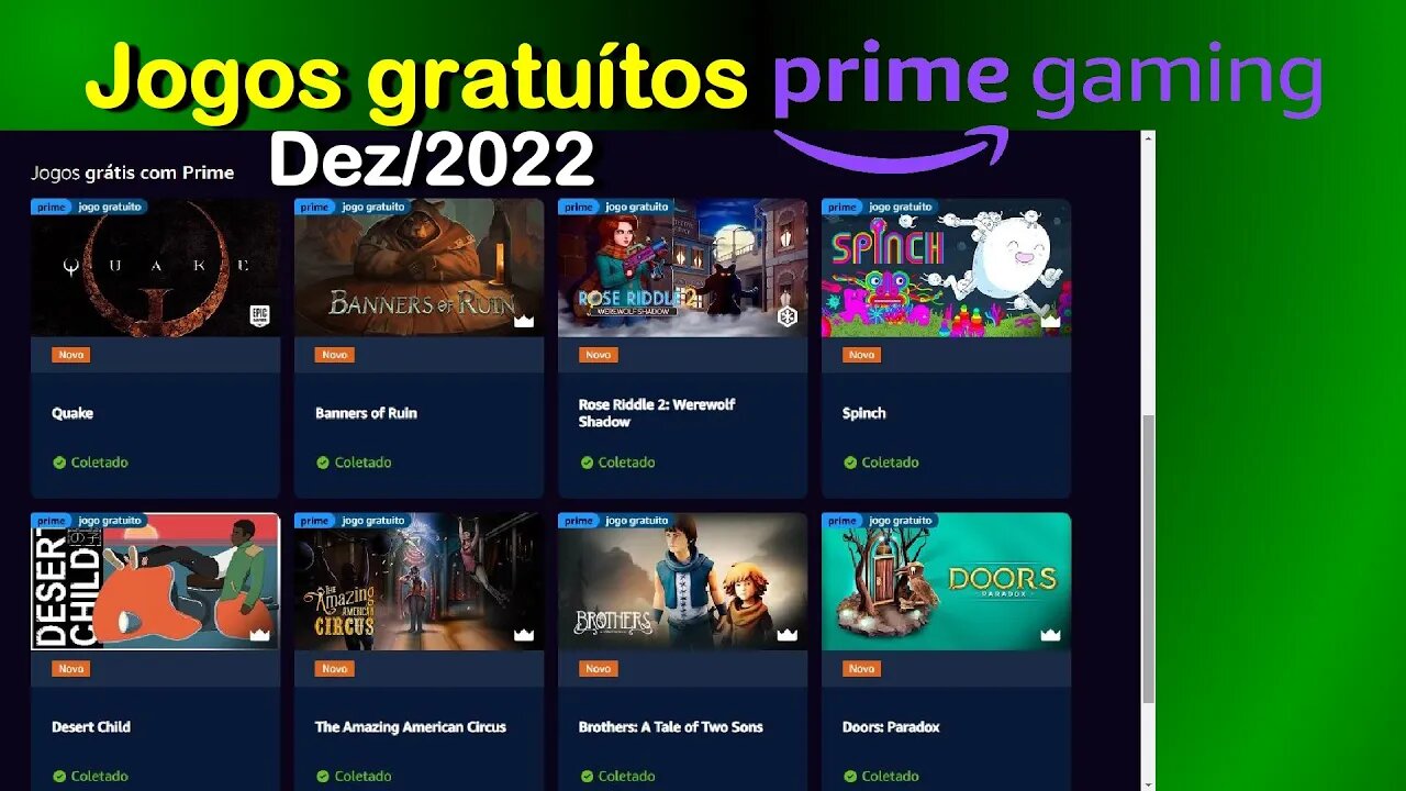 Jogos Grátis: Quake; Banners of Ruin; The Amazing American Circus; Spinch e +; Amazon Prime Gaming