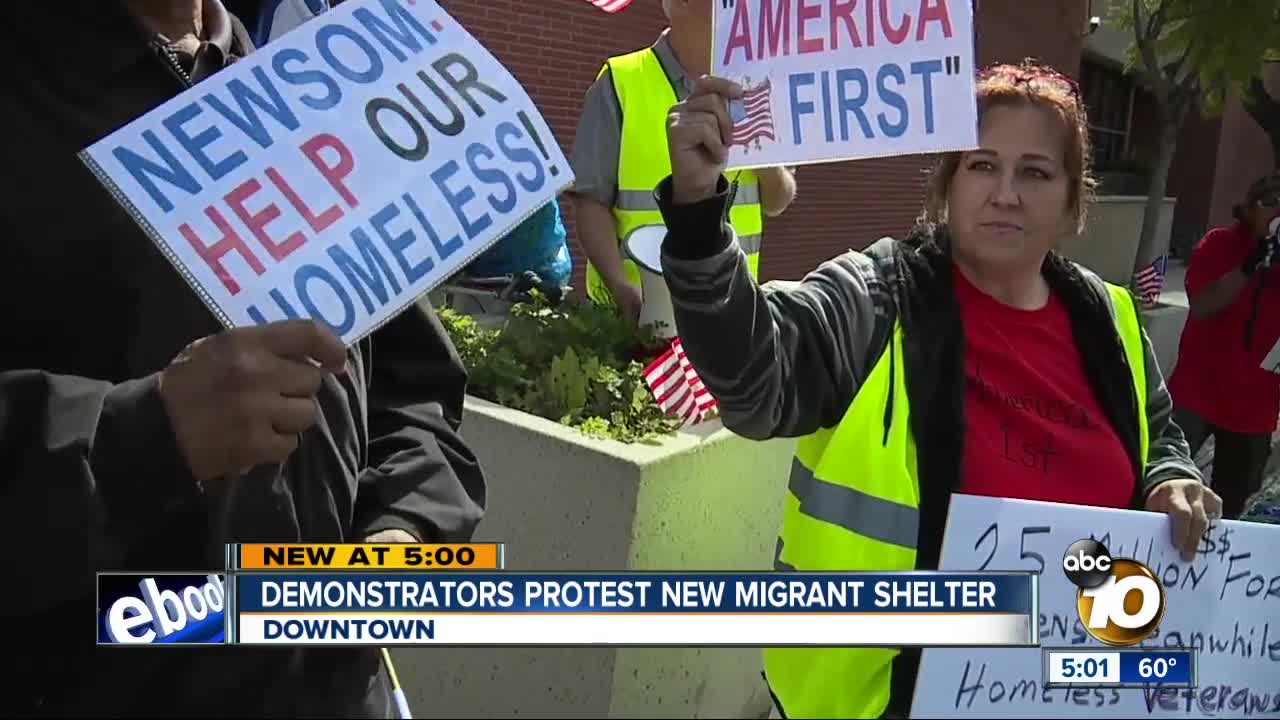 Homeless advocates protest new migrant shelter