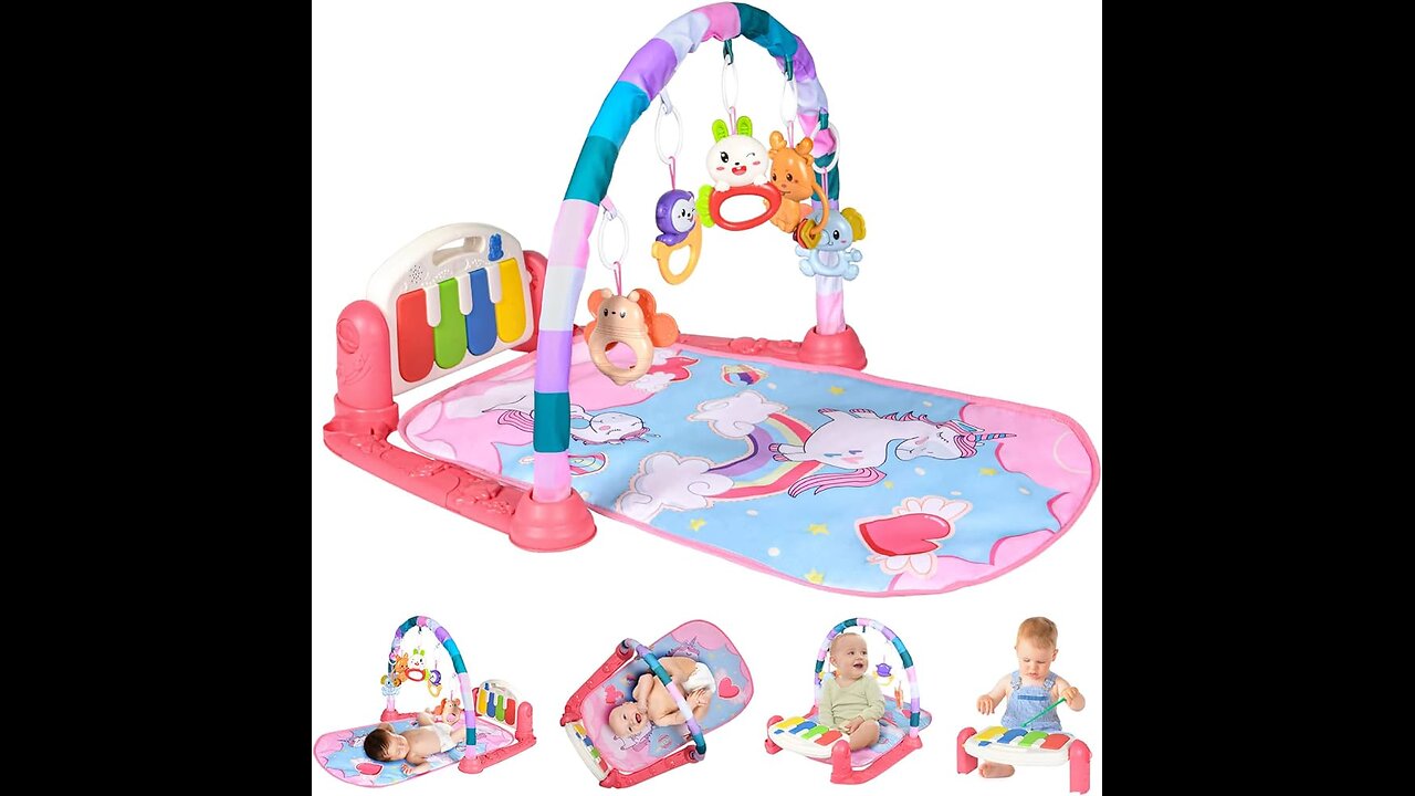 Baby Play Mat, Baby Piano Gym with Music and Lights