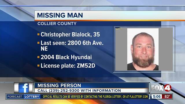 FOUND - The missing man, Christopher Blalock, from Collier County