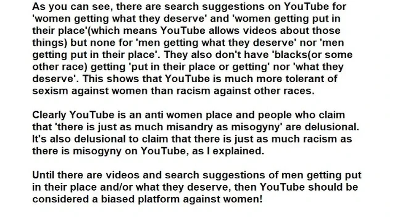 YouTube is a misogynistic anti women platform