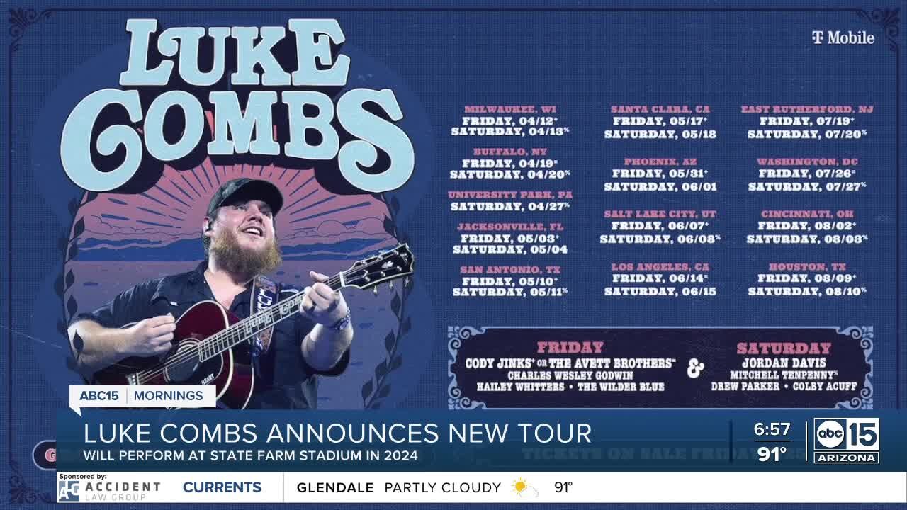 Luke Combs announces two concert tour dates in Glendale next year