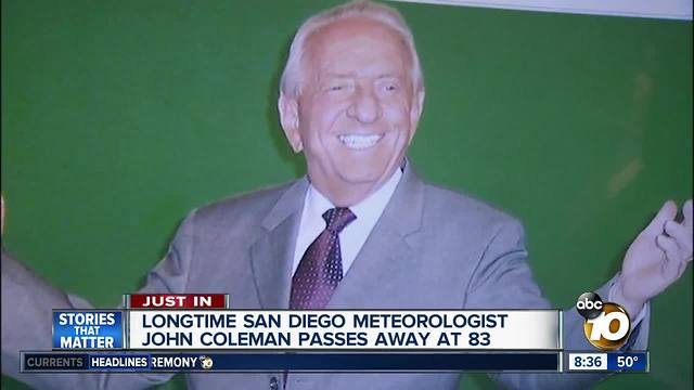 Longtime San Diego weatherman John Coleman passes away