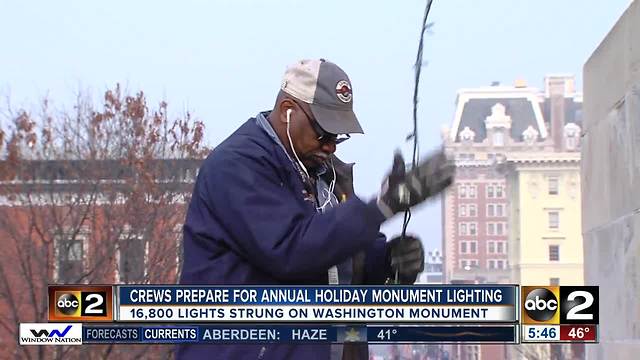 Crews prepare for 46th Annual Monument Lighting in Mount Vernon