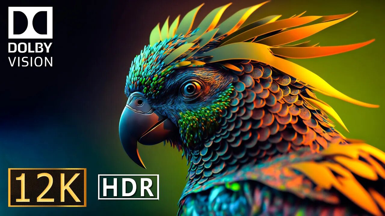 12K HDR 60fps Dolby Vision with Animal Sounds & Calming Music (Colorful Dynamic)