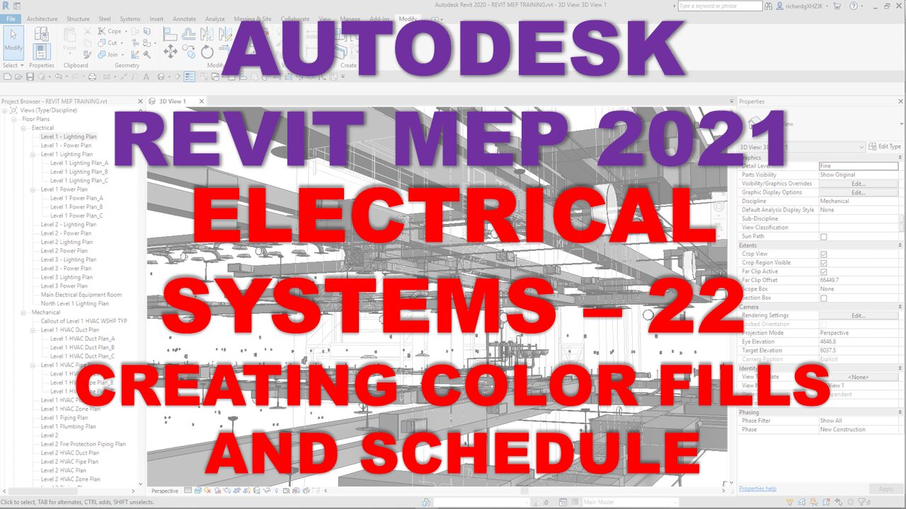 Autodesk Revit MEP 2021 - ELECTRICAL SYSTEMS - CREATING COLOR FILLS AND SCHEDULE