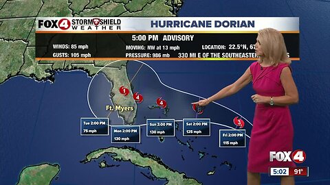 Hurricane Dorian forecast to become a category 4 storm