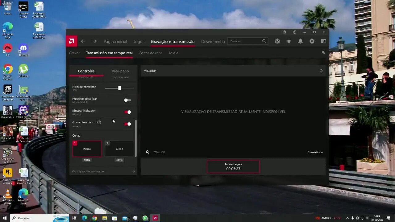 teste de transmissão do novo drive AMD 23.3.1
