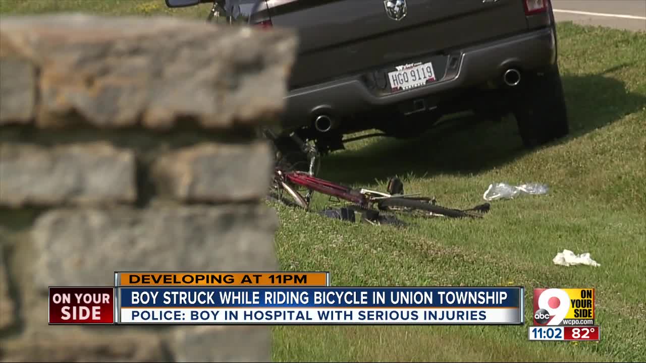 Bicyclist badly injured after colliding with pickup in Union Township