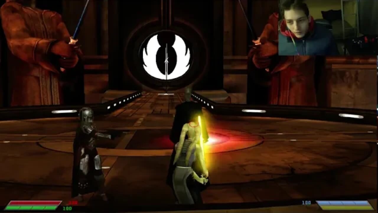 The Mandalorian VS Darth Plagueis In A Battle With Commentary In Star Wars Jedi Knight Jedi Academy