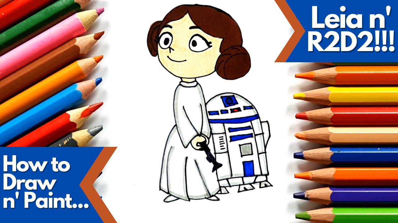 How to draw and paint Leia and R2D2 Star Wars