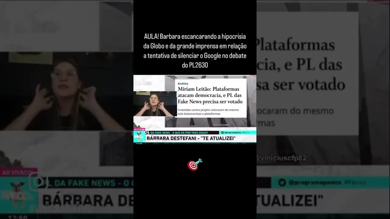 Barbara escancarando a hipocrisia da grande imprensa em relação a tentativa de silenciar o Google