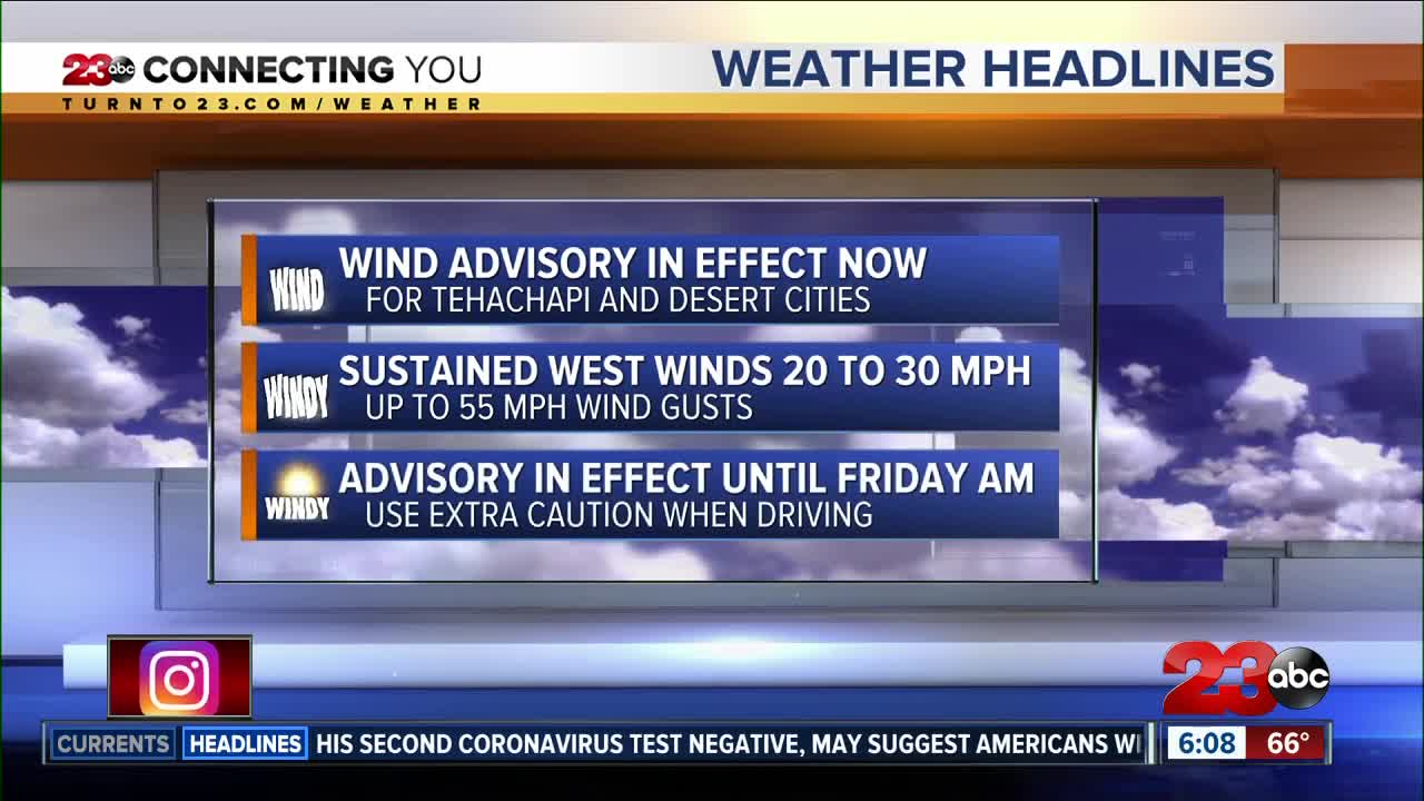 Stronger winds in Kern County mountains