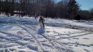 Pit bike snow drift