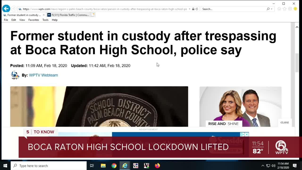 Former student in custody after trespassing at Boca Raton High School, police say