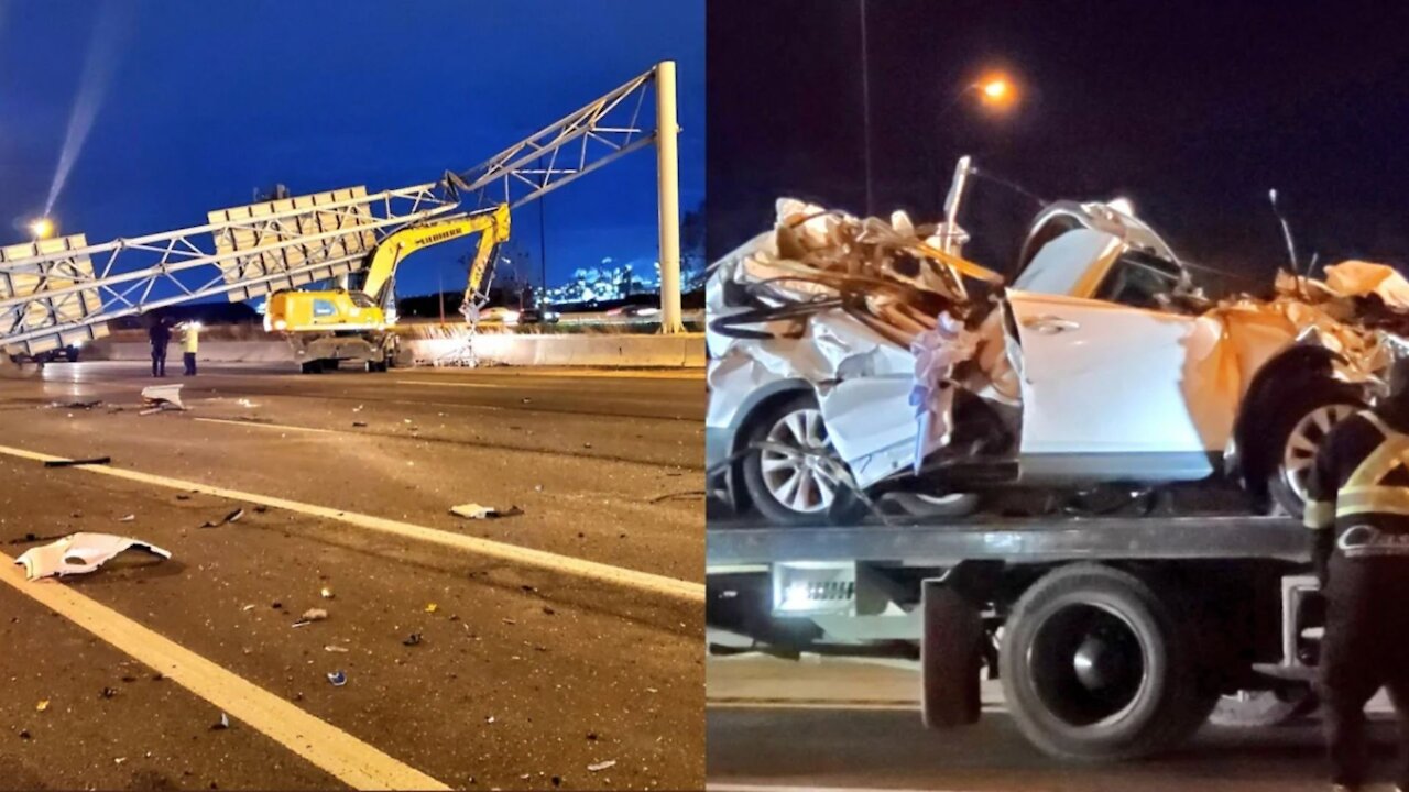 A Driver Was Just Killed By A Road Sign That Collapsed On His Car On The QEW