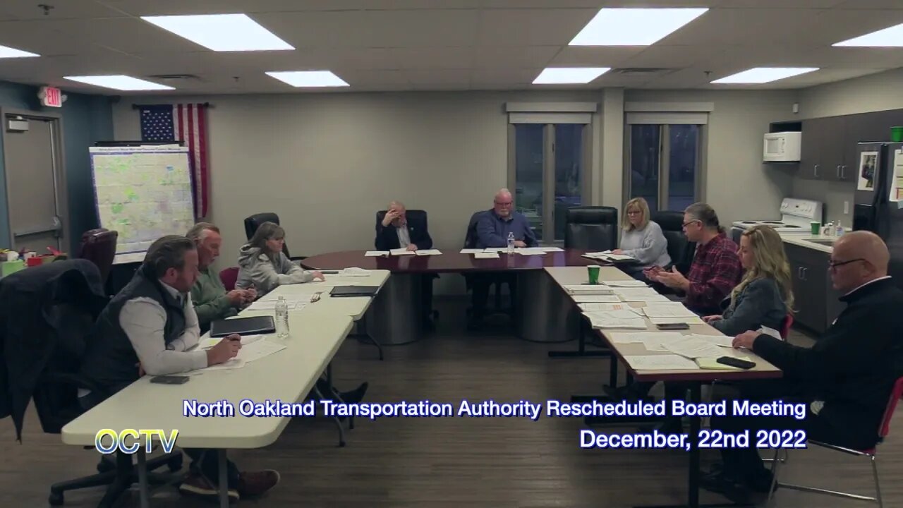 North Oakland Transportation Authority Rescheduled Board Meeting: December, 22nd 2022