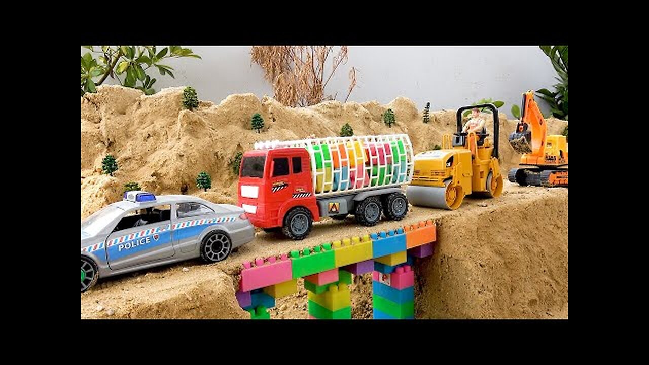 Collection funny videos toy bridge construction vehicles