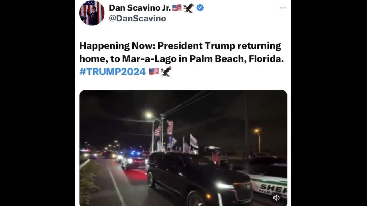 TRUMP❤️🇺🇸🥇MOTORCADE 🤍🇺🇸🪽🚓🚙🛻🚙EN ROUTE TO MAR-A-LAGO💙🇺🇸🏅🏰🚔🛻🚐🚑⭐️