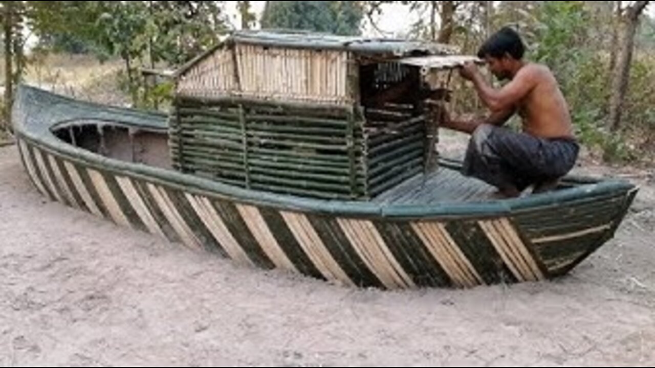 Build The Boat WIld House Using Bamboo