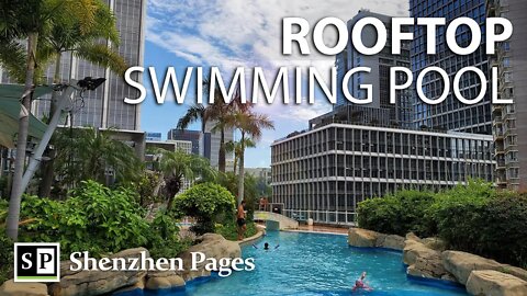 Rooftop swimming pool in Shenzhen's Futian Central Business District