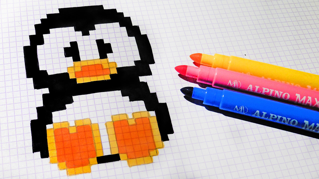 how to Draw Kawaii Penguin - Hello Pixel Art by Garbi KW