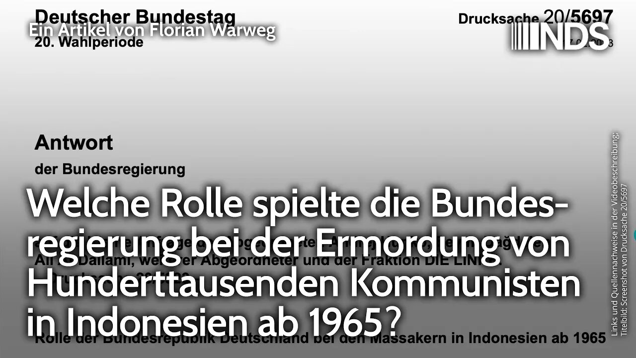 Welche Rolle hatte Bundesregierung bei Ermordung Hunderttausender Kommunisten in Indonesien ab 1965?