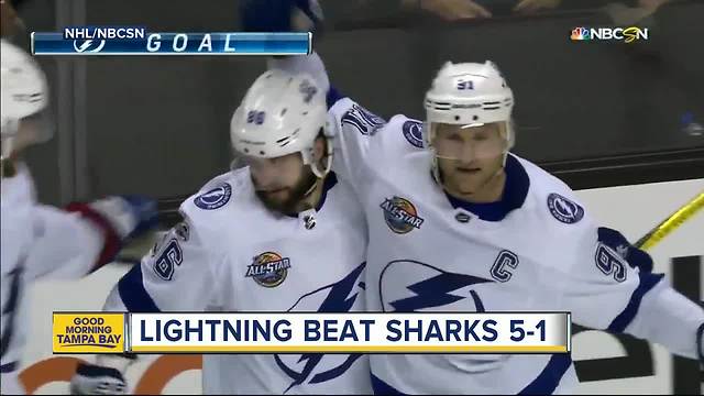 Vladislav Namestnikov scores 2 as NHL-best Tampa Bay Lightning stop San Jose Sharks, 5-1