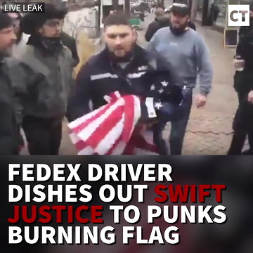 FedEx Driver Stops Burning Flag