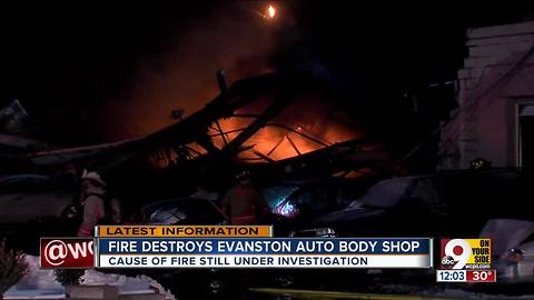 Fire destroys Evanston auto body shop