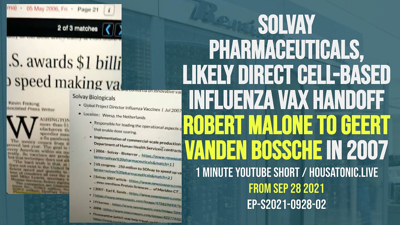 Solvay Pharmaceuticals, likely direct cell-based influenza vax handoff Malone to Vanden Bossche 2007