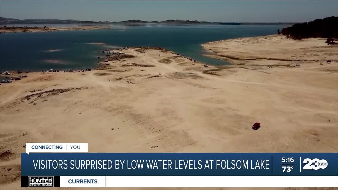 Visitors surprised by low water levels at Folsom Lake