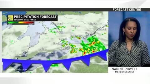 Increased risk of thunderstorms redevelop across southern Ontario Tuesday