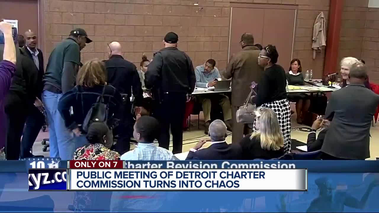 Chaos at Detroit charter commission meeting as threats and obscenities fly