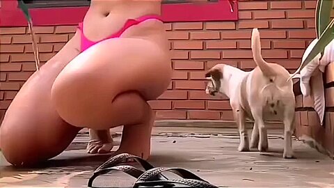 A girl and her pet. 💯😋