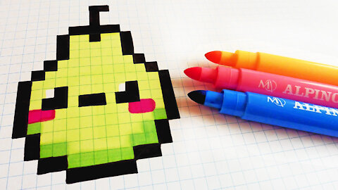 how to Draw Kawaii Pear - Hello Pixel Art by Garbi KW 1