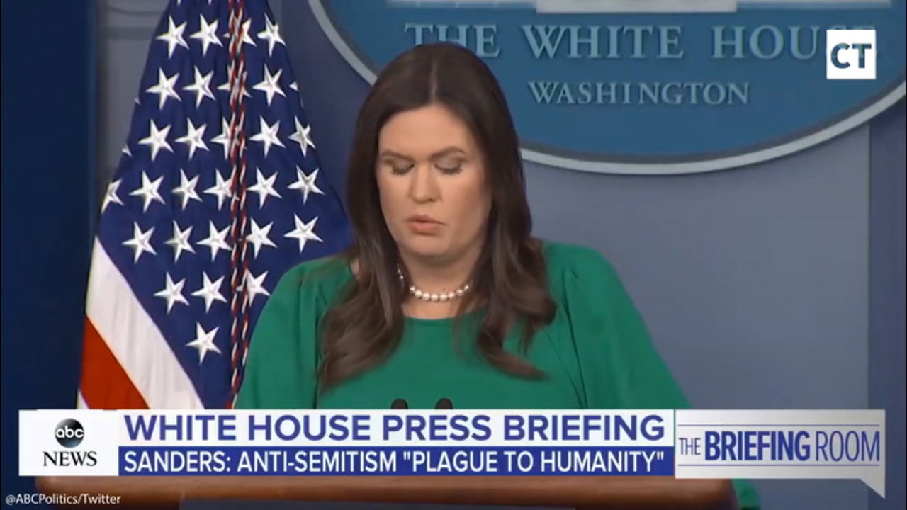 Sarah Sanders Chokes Back Tears Addressing Trump, Jewish Family