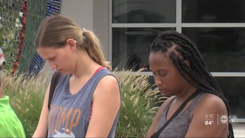 Dozens gather in peaceful demonstration at Curtis Hixon Park for George Floyd