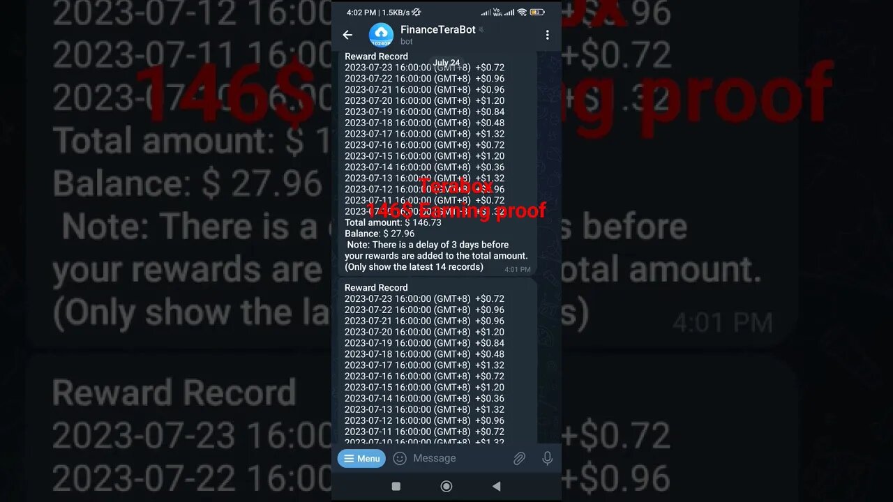 Terabox 146$ Earning Proof #terabox #ytshorts #earningproof #shorts