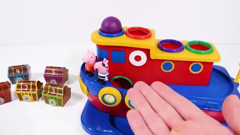 152 2!Peppa Pig Video de aprendizaje del color de los cofres del tesoro para niños pequeños