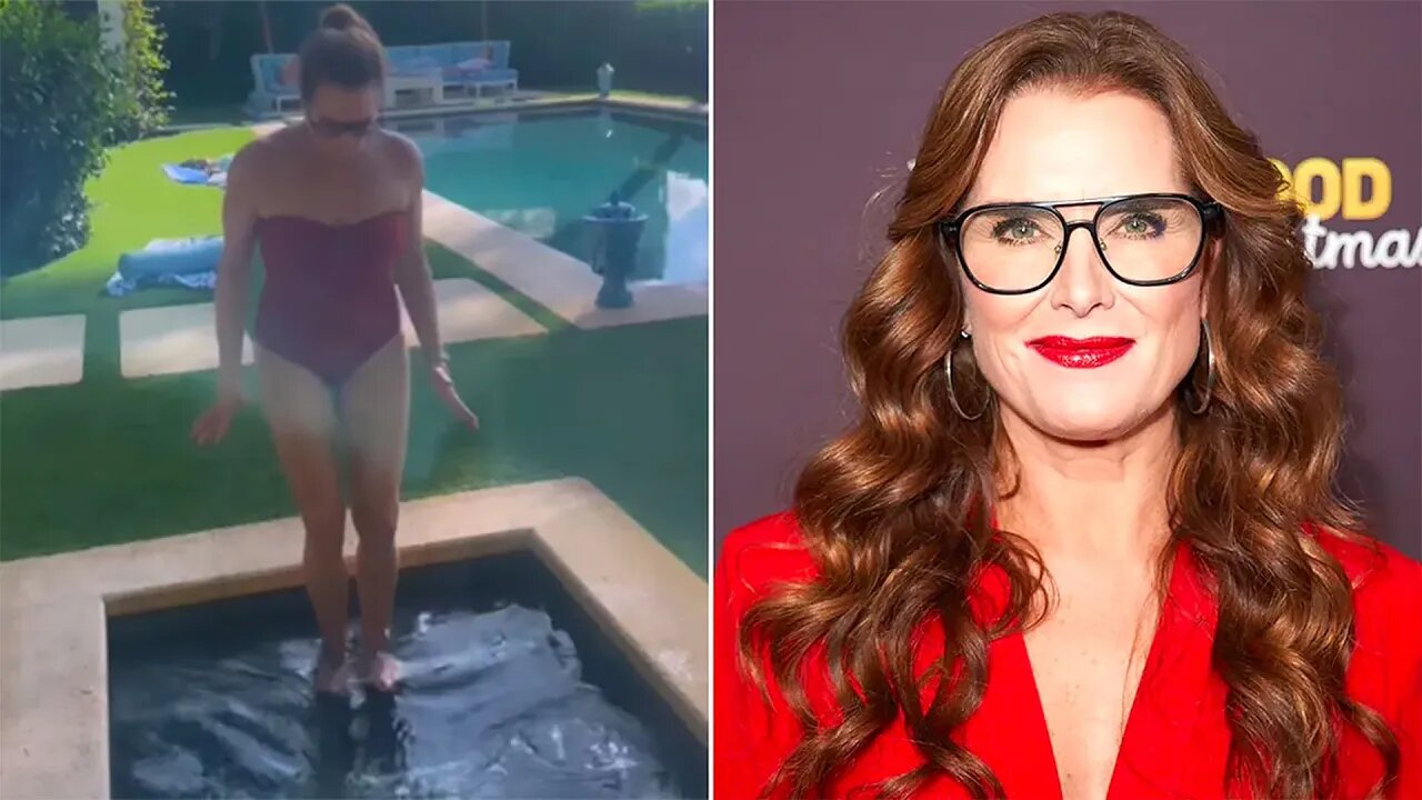 Brooke Shields shows off her toned body in red swimsuit for icy Thanksgiving plunge