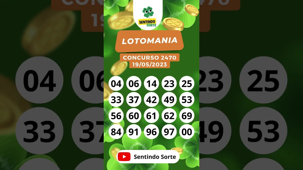 🍀 Resultado LOTOMANIA 2470 | 19/05/23 | Sentindo Sorte #shorts