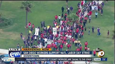 San Diego workers protest on Labor Day