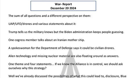 WAR REPORT - THE SUM OF ALL QUESTIONS & A DIFFERENT PERSPECTIVE ON THEM