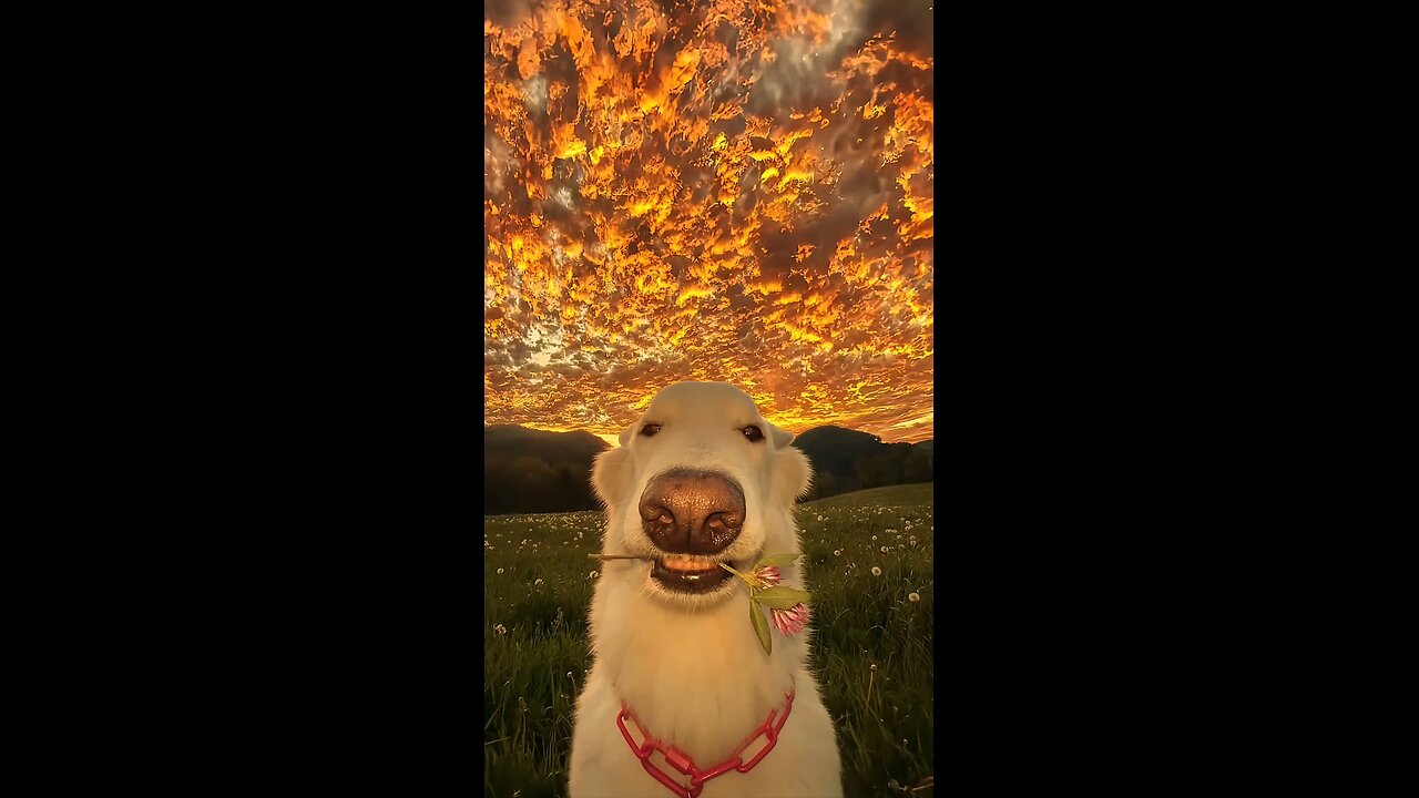 The beauty of the sunset and dog