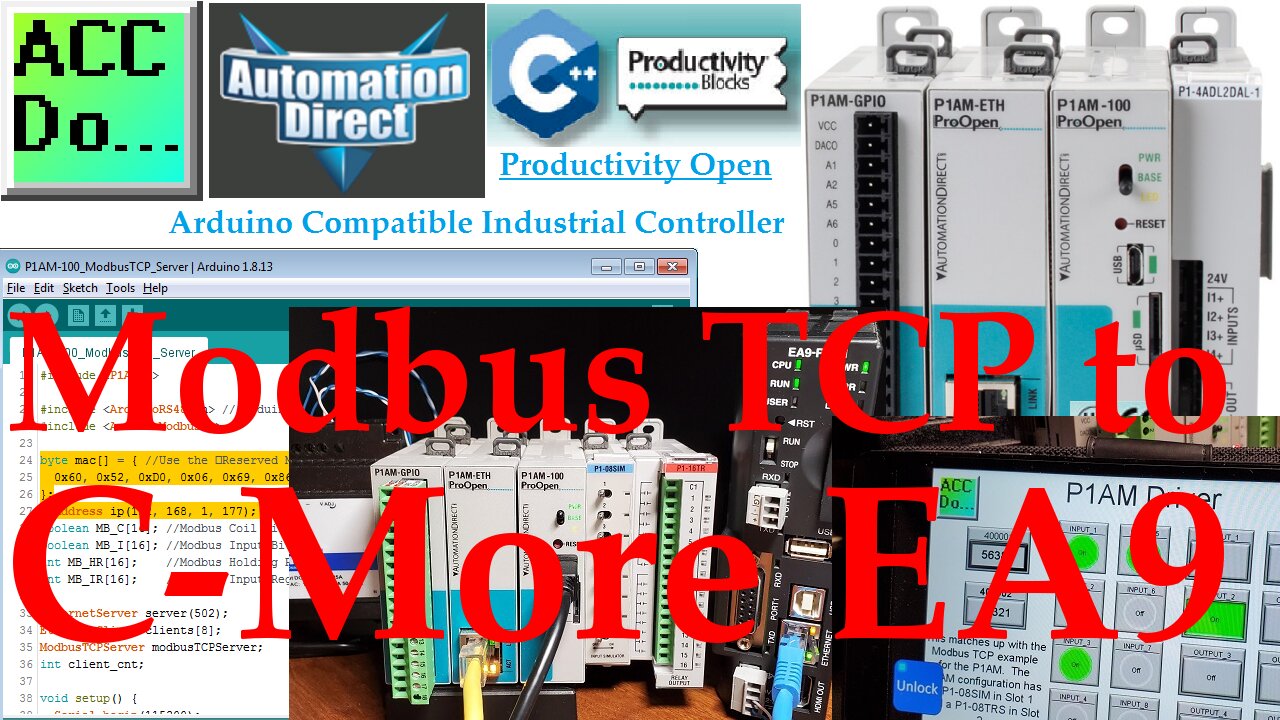 Productivity P1AM Arduino Modbus TCP to C-More EA9